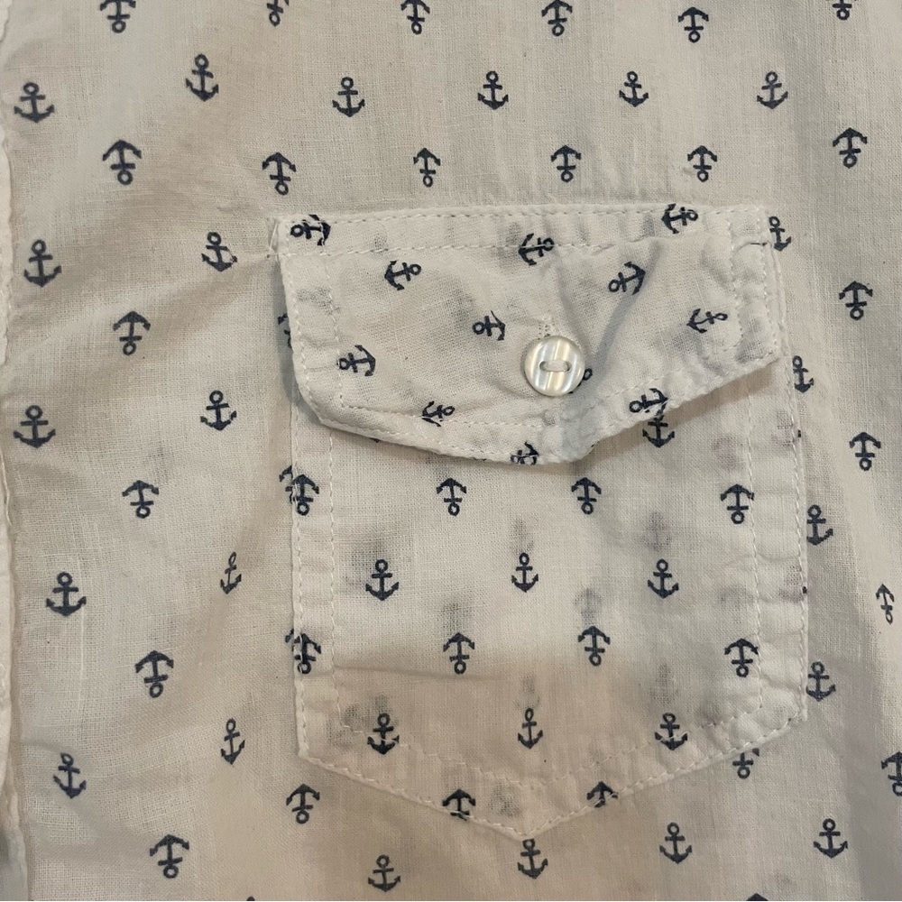 Eden & Olivia Nautical Anchor Print Blouse XL cotton lightweight coastal top - Picture 4 of 8